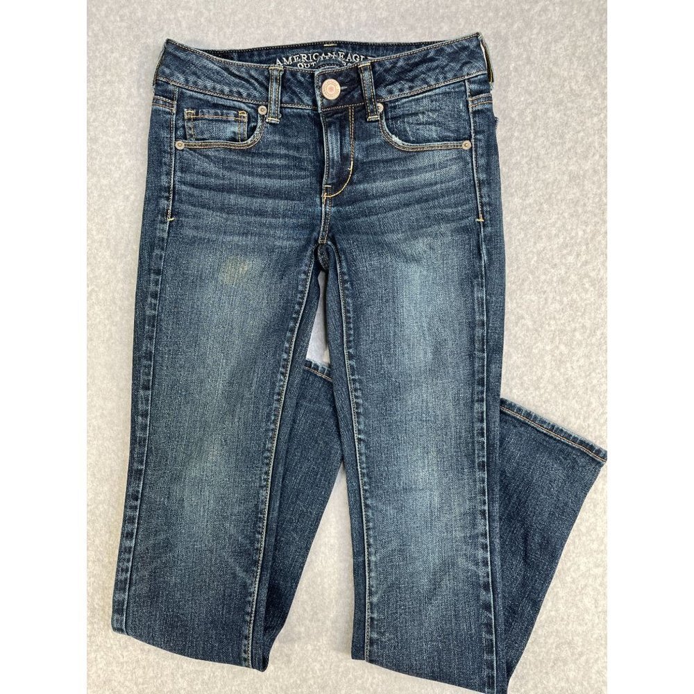 American Eagle Outfitters Womens Skinny Stretch Jeans Size 0 Dark Wash - Picture 14 of 16